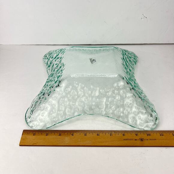 Large Blue Bubble Star Nautical Decorative Hammered Glass Bowl Retro MCM - Picture 10 of 10